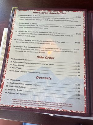 Menu photo 3 Himalayan House Restaurant Chula Vista, CA Menu photo 3 Himalayan House Restaurant Chula Vista, CA