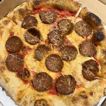 Crossroads Kitchen - I order from here all the time too. This is Sicilian Pepperoni Pizza (GFO) - Vegan Near Me - Los Angeles, California