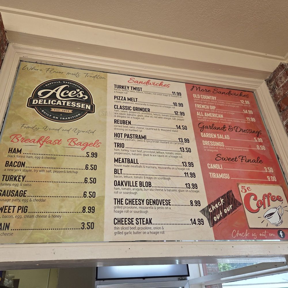 Ace's Delicatessen - Menu 5/2026 - Italian Near Me - Oakville, Washington