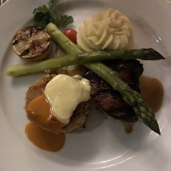 Mercury Chophouse - Surf and turf (crab cake) - Steakhouses Near Me - Arlington, Texas