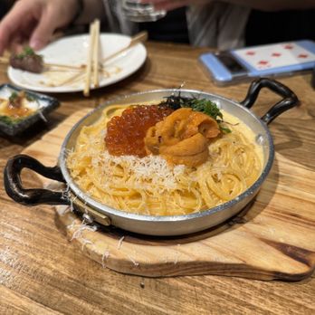 Kiraku - uni carbonara pasta - Tapas/Small Plates Near Me - Berkeley, California Kiraku - uni carbonara pasta - Tapas/Small Plates Near Me - Berkeley, California