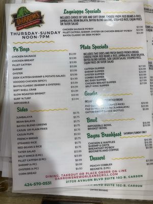 Menu photo 2 Darrow's New Orleans Grill Carson, CA