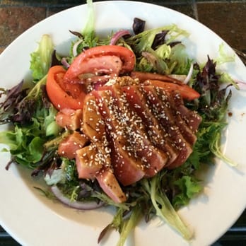 Toomey's - Organic spring greens salad with ahi...fish was not good :( - New American Near Me - Mammoth Lakes, California
