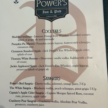 Power's Inn & Pub - Cocktail and wine menu - Comfort Food Near Me - Clifton Park, New York Power's Inn & Pub - Cocktail and wine menu - Comfort Food Near Me - Clifton Park, New York