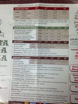 Menu photo 2 Santa Lucia Pizza Saskatoon, SK Menu photo 2 Santa Lucia Pizza Saskatoon, SK