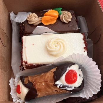 Mazzetti's Bakery - Cannoli, red velvet cake slice, chocolate with mocha buttercream cake slice - Bakeries Near Me - Pacifica, California Mazzetti's Bakery - Cannoli, red velvet cake slice, chocolate with mocha buttercream cake slice - Bakeries Near Me - Pacifica, California