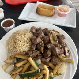 Hibachi Fillet with Spring Rolls Hibachi Fillet with Spring Rolls