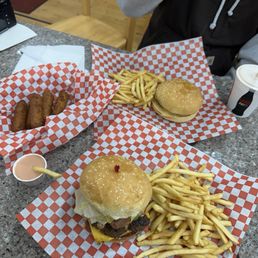 California burger, kids cheeseburger, mozzarella sticks California burger, kids cheeseburger, mozzarella sticks