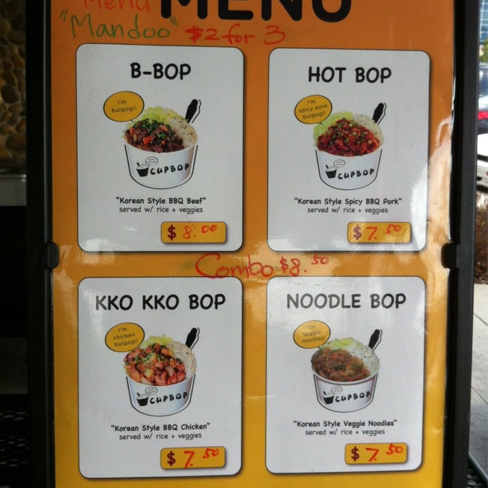 Cupbop - Menu of the day - Food Trucks Near Me - Provo, Utah