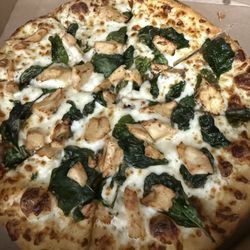 Domino's Pizza - Customized medium chicken and spinach with garlic parmesan sauce