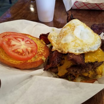 Maple and Motor - Double Meat bacon cheeseburger with an over easy egg! Bring your appetite to tackle this monster. - Burgers Near Me - Dallas, Texas Maple and Motor - Double Meat bacon cheeseburger with an over easy egg! Bring your appetite to tackle this monster. - Burgers Near Me - Dallas, Texas
