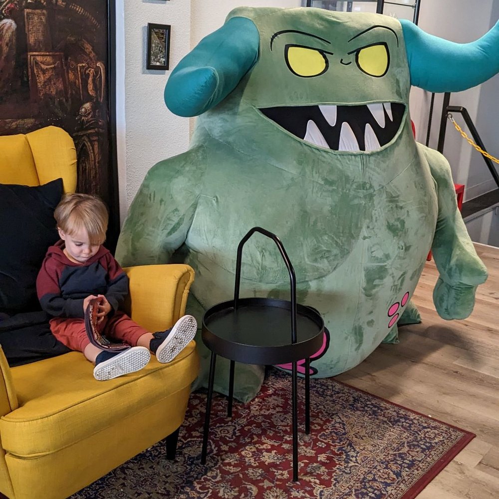 Warhammer Store & Cafe - Awesome enormous Nurgling (toddler in an armchair for scale). - Tabletop Games Near Me - Monrovia, California Warhammer Store & Cafe - Awesome enormous Nurgling (toddler in an armchair for scale). - Tabletop Games Near Me - Monrovia, California