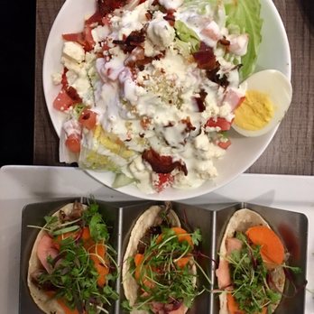 Salud! de Mesilla - The mini wedge salad is huge! Pictured here with duck tacos from the tapas menu. - New American Near Me - Las Cruces, New Mexico Salud! de Mesilla - The mini wedge salad is huge! Pictured here with duck tacos from the tapas menu. - New American Near Me - Las Cruces, New Mexico