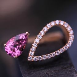 DJ's Jewelry - Pink Tourmaline in Rose Gold with Natural Diamond Accents