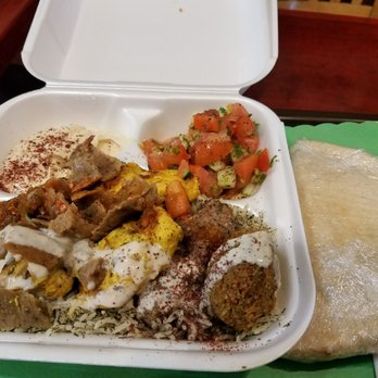 Taza Cafe - Kebab combo but they threw in falafel and some gyro - Greek Near Me - Chicago, Illinois