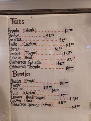 Menu photo 4 Taqueria La Quebrada Seattle, WA