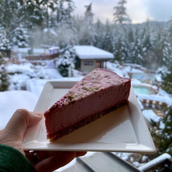 Scandinave Spa - GF/vegan strawberry cheesecake - Massage Near Me - Whistler, British Columbia