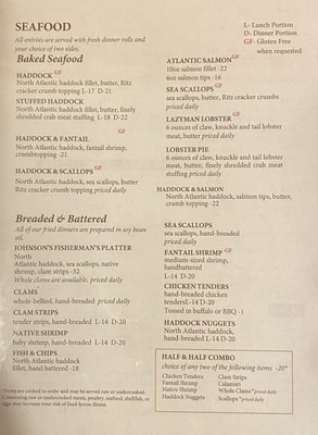 Menu photo 1 Johnson's Seafood and Steak - New Durham New Durham, NH Menu photo 1 Johnson's Seafood and Steak - New Durham New Durham, NH