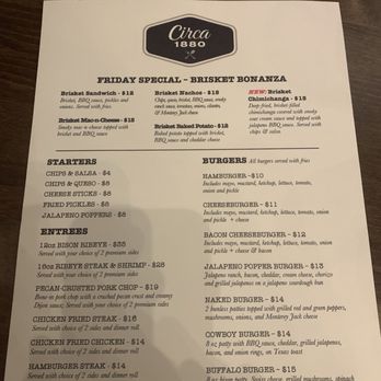 Circa 1880 - Menu 6-28-24 - American Near Me - Baird, Texas