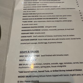 306 North - Menu - New American Near Me - Valdosta, Georgia