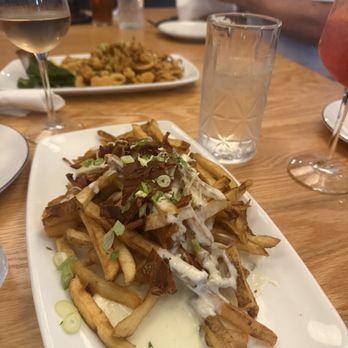 Fords Black & Blue - fries with bacon and blue cheese - Seafood Near Me - Groton, Connecticut Fords Black & Blue - fries with bacon and blue cheese - Seafood Near Me - Groton, Connecticut