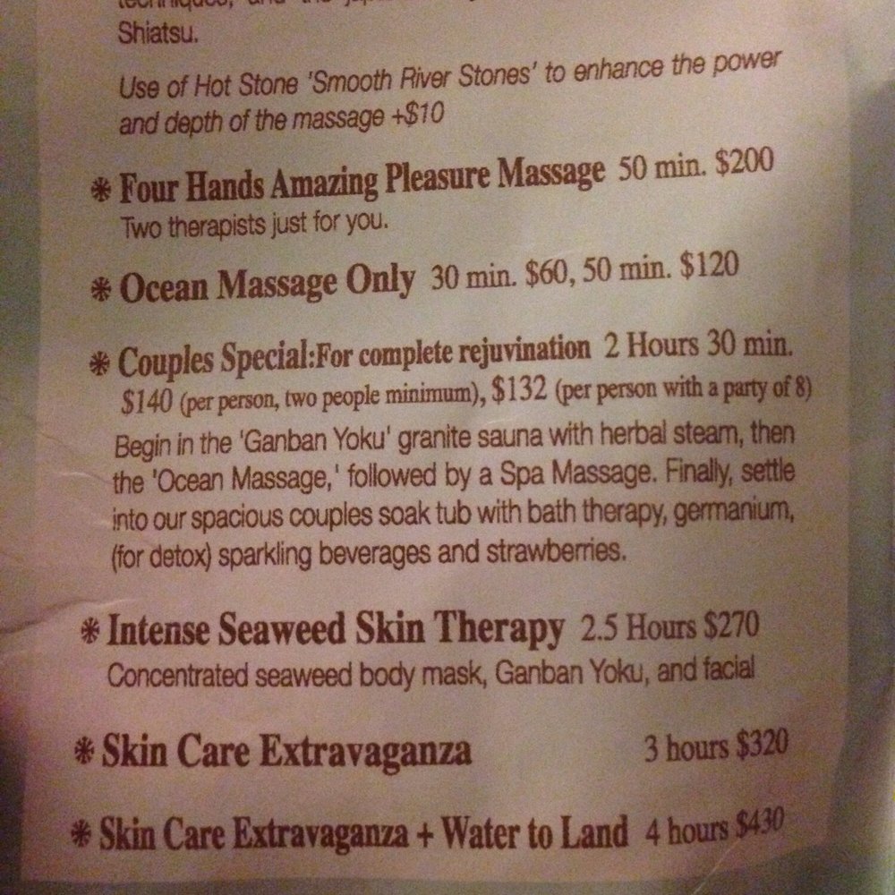 Spa Pure Waikiki - The pamphlet outside of their establishment quoting a different price from what they charged - Day Spas Near Me - Honolulu, Hawaii Spa Pure Waikiki - The pamphlet outside of their establishment quoting a different price from what they charged - Day Spas Near Me - Honolulu, Hawaii
