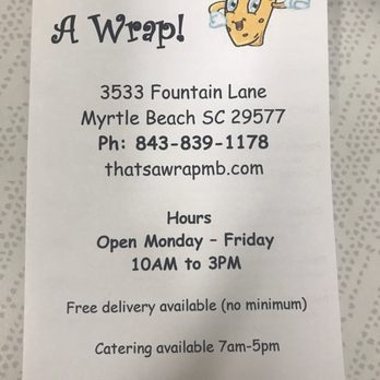 That’s a Wrap - Menu - Wraps Near Me - Longs, South Carolina