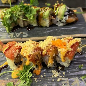 Sake - black dragon roll (top) and sakura roll (bottom) - Sushi Bars Near Me - Pinole, California