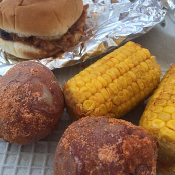 Wild Child Cycles - Benefit for Castle Hills Mission House, pulled pork sandwich corn and potatoes - Motorcycle Dealers Near Me - Springtown, Texas