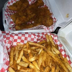 Chicken Chicken - We got 8 chicken tenders with spicy Cajun and large fries with spicy Cajun
