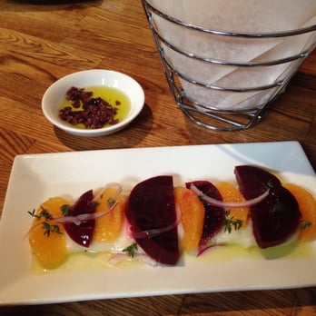 Agora DC - Cold lemon flavored mashed potatoes with orange slices and fresh beets sprinkled with olive oil and fresh herbs - Mediterranean Near Me - Washington, DC, District of Columbia