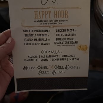 Foxy’s Kitchen + Bar - Happy Hour menu - Bars Near Me - Rancho Mirage, California
