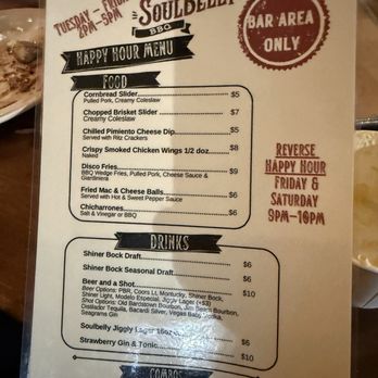 Soulbelly BBQ - Happy hour menu - Barbeque Near Me - Las Vegas, Nevada