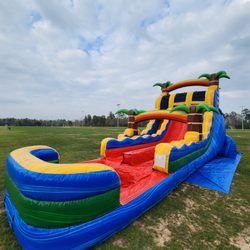 Hangloose Waterslides - Tropical oasis 18ft dual lane