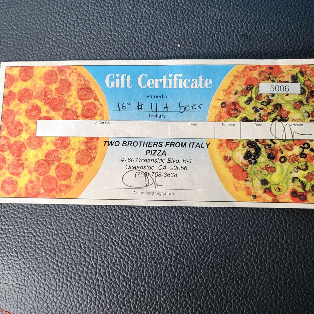 Gift certificate that they wouldn't honor. GC was given to me by the manager for long wait time.