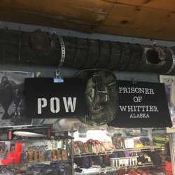 Whittier Harbor Store & Outpost - "POW - Prisoner of Whittier, AK" Shirts & Hoodies. The tunnel to leave Whittier closes each night, so if you miss it, you're their prisoner!
