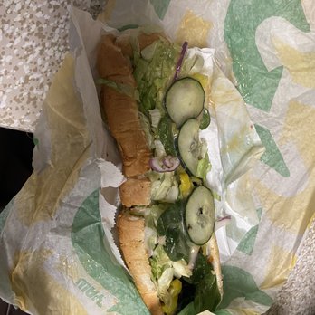 Subway - Ingredients poorly placed on the outside of the sandwich. - Sandwiches Near Me - Dallas, Texas Subway - Ingredients poorly placed on the outside of the sandwich. - Sandwiches Near Me - Dallas, Texas