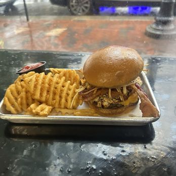 The General Public - Burger with an egg. Plus waffle fries. - Caterers Near Me - Norfolk, Virginia