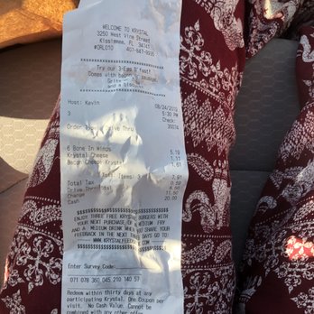 Krystal - receipt - Fast Food Near Me - Orlando, Florida Krystal - receipt - Fast Food Near Me - Orlando, Florida