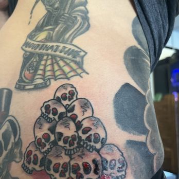 Downtown Tattoo - The pile of skulls was a nice little filler on my side hip area. - Tattoo Near Me - Martinez, California Downtown Tattoo - The pile of skulls was a nice little filler on my side hip area. - Tattoo Near Me - Martinez, California
