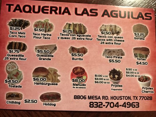 Menu photo 3 Taqueria Las Aguilas Houston, TX Menu photo 3 Taqueria Las Aguilas Houston, TX