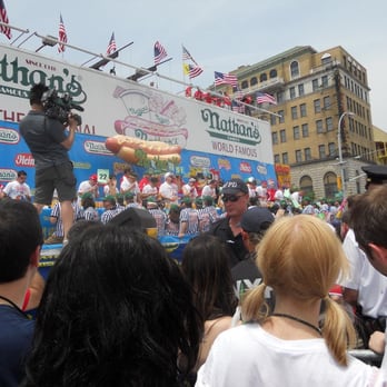 Nathan's Hot Dog Eating Contest - Nathan's 7/4/11... I'm on stage on the far left - Hot Dogs Near Me - Brooklyn, New York Nathan's Hot Dog Eating Contest - Nathan's 7/4/11... I'm on stage on the far left - Hot Dogs Near Me - Brooklyn, New York