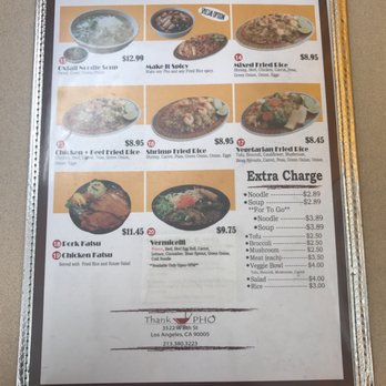 Thank U Pho - Menu page 3 - Vietnamese Near Me - Los Angeles, California