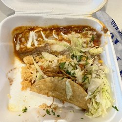 Mi Casa Pupuseria y Mexican Restaurant - Double Combo Plate - Cheese Enchiladas & taco