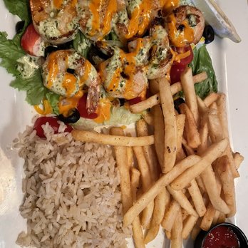 Shakers Bar & Grill - Baja Shrimp with rice and fries - Seafood Near Me - Wixom, Michigan Shakers Bar & Grill - Baja Shrimp with rice and fries - Seafood Near Me - Wixom, Michigan