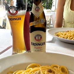 Restaurant Einhorn - Pasta Carbonara Cooked Al dente with an ice cream cold brew