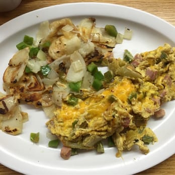 Mangy Moose Cafe - Wyoming Scramble: $8.95- 2 scrambled eggs with diced bell pepper, diced ham, green chilis topped with melted cheese. - American Near Me - Manteca, California Mangy Moose Cafe - Wyoming Scramble: $8.95- 2 scrambled eggs with diced bell pepper, diced ham, green chilis topped with melted cheese. - American Near Me - Manteca, California
