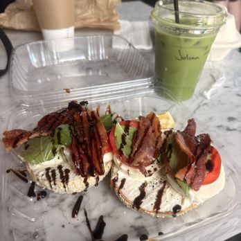 42nd Street Bagel Cafe - Caprese Bagel added bacon - Bagels Near Me - Upland, California