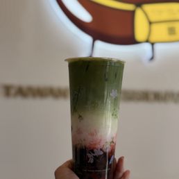 Matcha strawberry milk tea