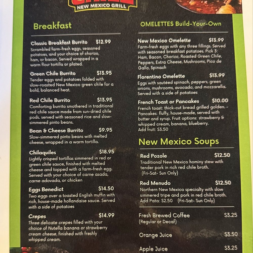 Calle Chile New Mexico Grille - Breakfast Menu - New Mexican Cuisine Near Me - Mesa, Arizona Calle Chile New Mexico Grille - Breakfast Menu - New Mexican Cuisine Near Me - Mesa, Arizona